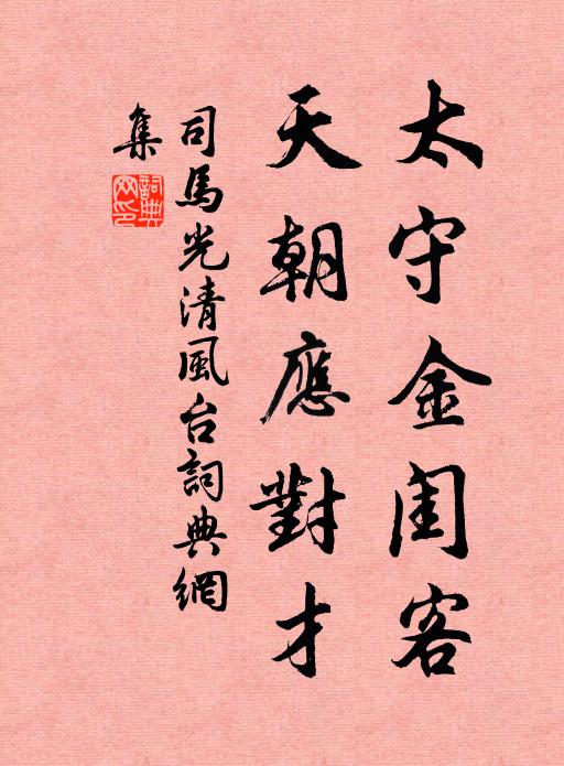 司马光太守金闺客，天朝应对才书法作品欣赏