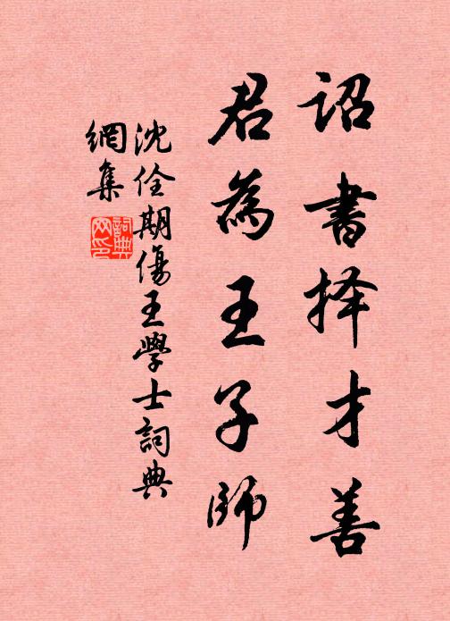 沈佺期诏书择才善，君为王子师书法作品欣赏