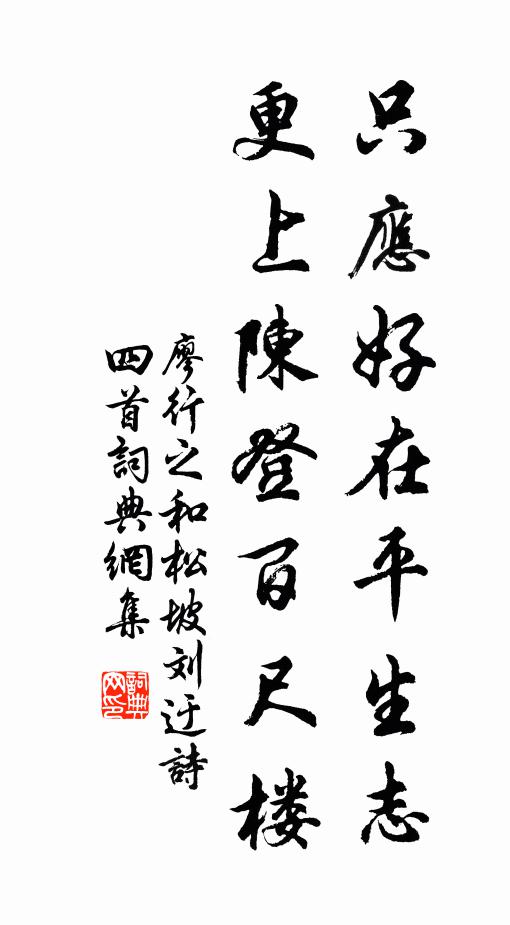廖行之只应好在平生志，更上陈登百尺楼书法作品欣赏