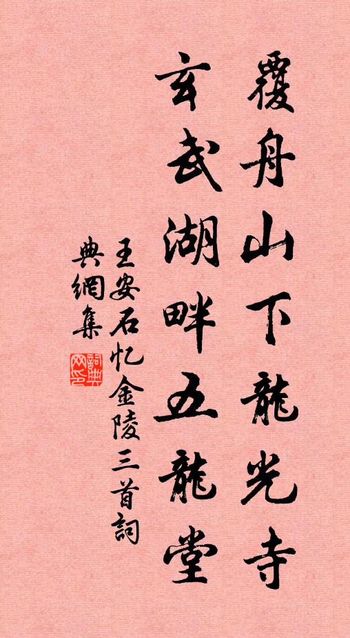 王安石覆舟山下龙光寺，玄武湖畔五龙堂书法作品欣赏