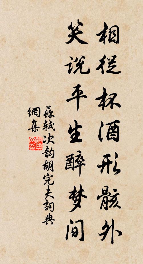 苏轼相从杯酒形骸外，笑说平生醉梦间书法作品欣赏