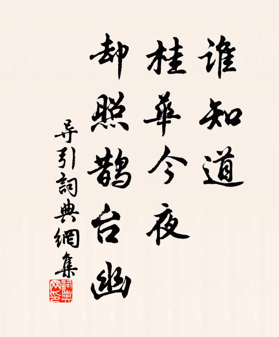 佚名谁知道，桂华今夜，却照鹊台幽书法作品欣赏