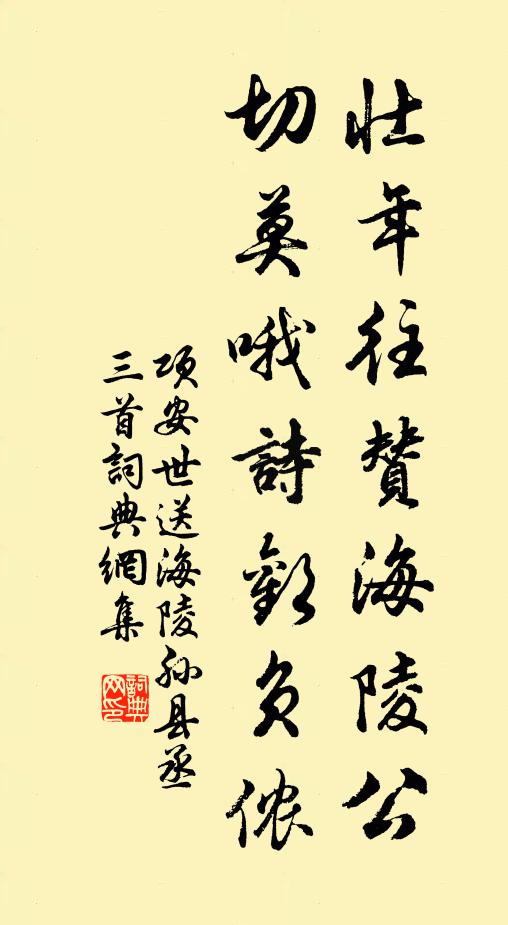 项安世壮年往赞海陵公，切莫哦诗欢负侬书法作品欣赏