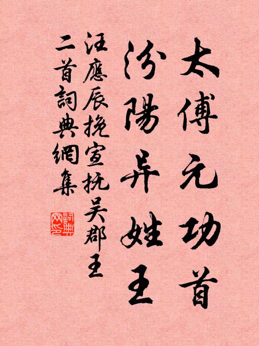汪应辰太傅元功首，汾阳异姓王书法作品欣赏