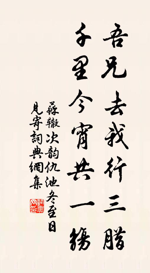 苏辙吾兄去我行三腊，千里今宵共一觞书法作品欣赏
