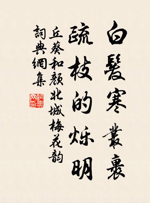丘葵白发寒丛裹，疏枝的烁明书法作品欣赏