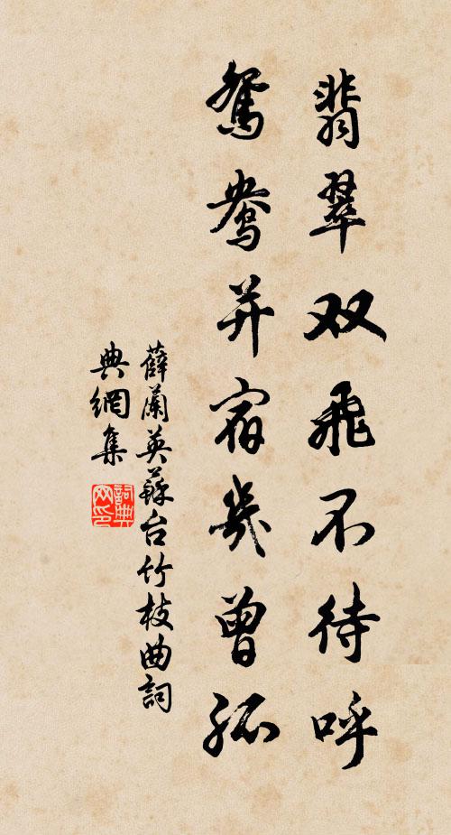 薛兰英翡翠双飞不待呼，鸳鸯并宿几曾孤书法作品欣赏