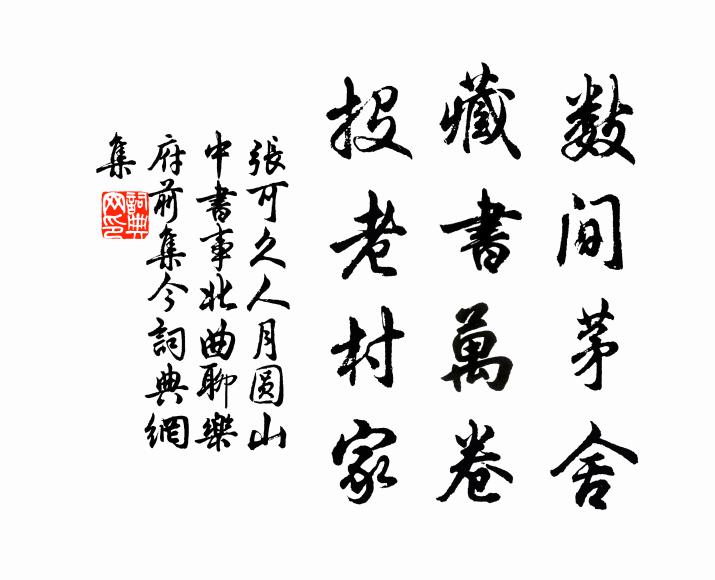 张可久数间茅舍，藏书万卷，投老村家书法作品欣赏