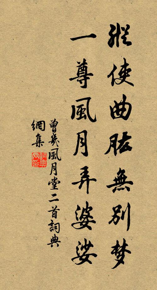 曾几纵使曲肱无别梦，一尊风月弄婆娑书法作品欣赏