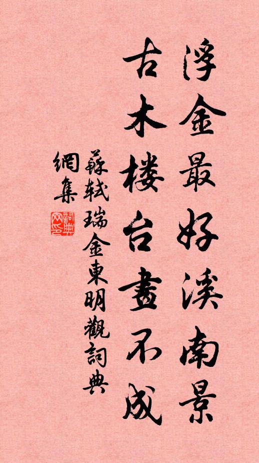 苏轼浮金最好溪南景，古木楼台画不成书法作品欣赏