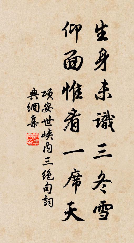 项安世生身未识三冬雪，仰面惟看一席天书法作品欣赏