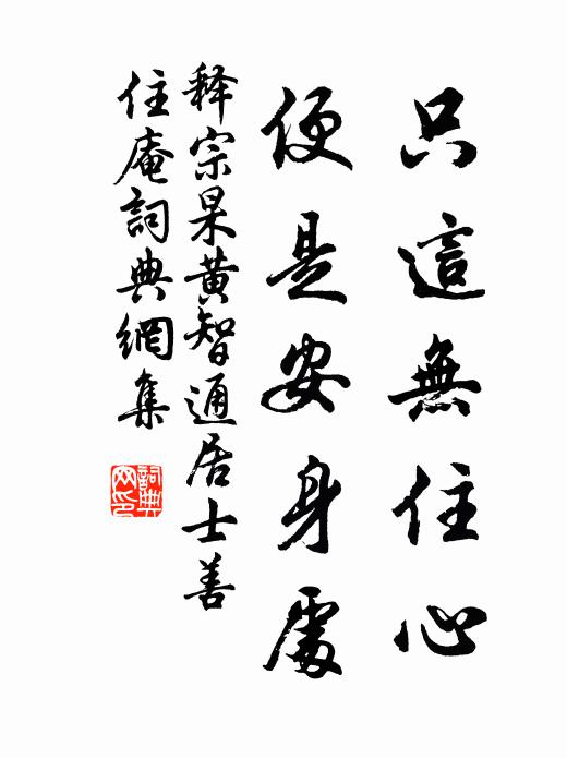 释宗杲只这无住心，便是安身处书法作品欣赏