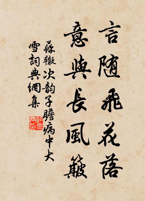苏辙言随飞花落，意与长风簸书法作品欣赏