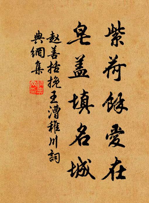 赵善括紫荷余爱在，皂盖填名城书法作品欣赏