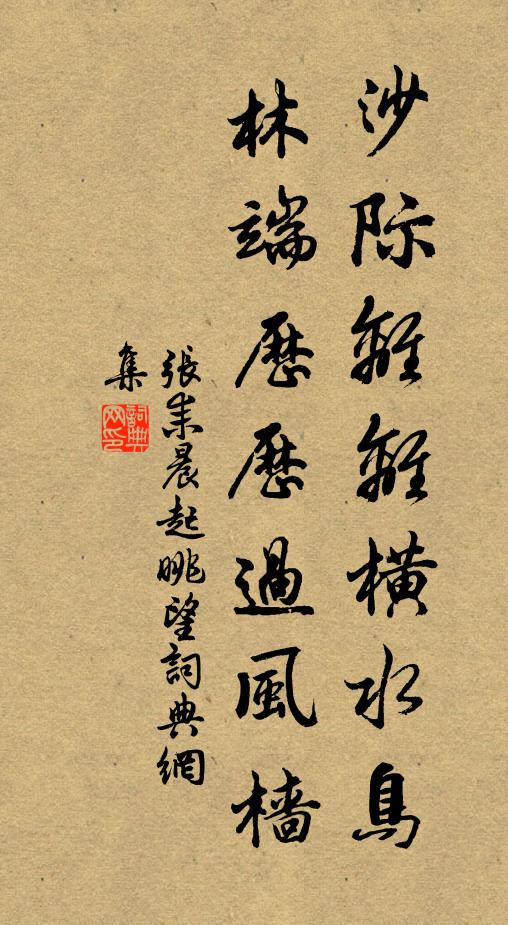 张耒沙际离离横水鸟，林端历历过风樯书法作品欣赏