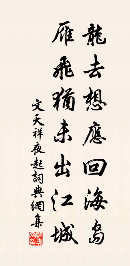 文天祥龙去想应回海岛，雁飞犹未出江城书法作品欣赏
