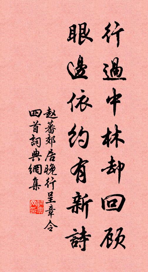 赵蕃行过中林却回顾，眼边依约有新诗书法作品欣赏