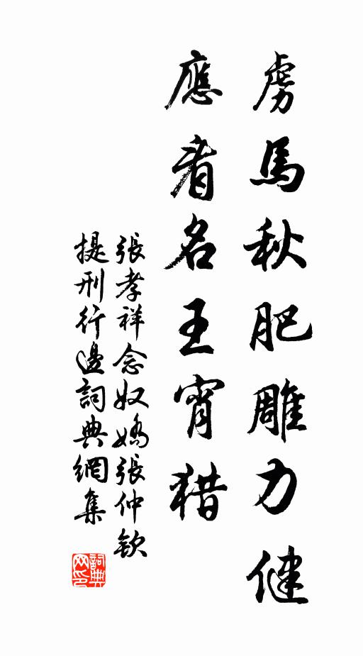 张孝祥虏马秋肥雕力健，应看名王宵猎书法作品欣赏