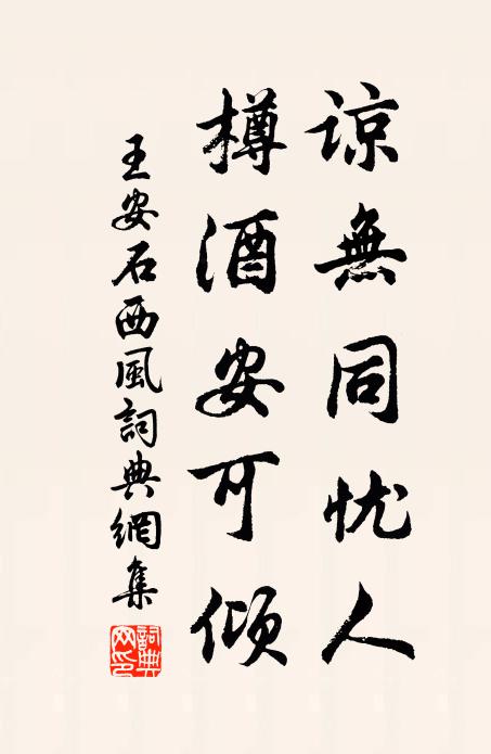 王安石谅无同忧人，樽酒安可倾书法作品欣赏