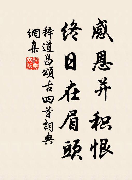 释道昌感恩并积恨，终日在眉头书法作品欣赏