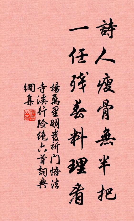 杨万里诗人瘦骨无半把，一任残春料理看书法作品欣赏