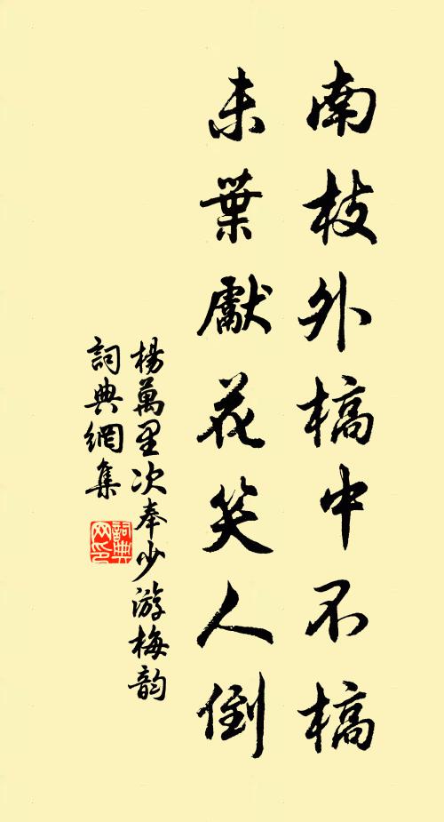 杨万里南枝外槁中不槁，未叶先花笑人倒书法作品欣赏