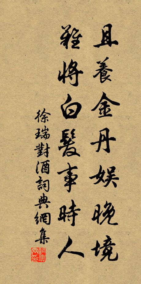 徐瑞且养金丹娱晚境，难将白发事时人书法作品欣赏