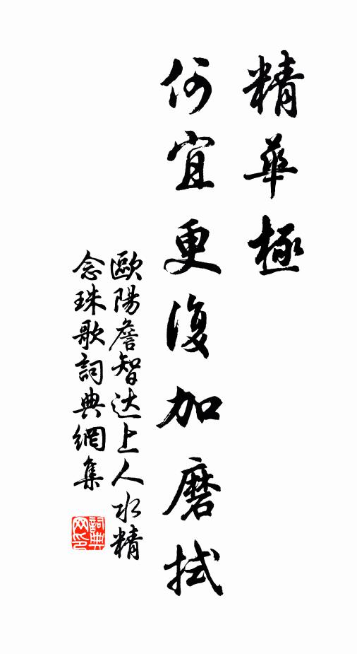 欧阳詹精华极，何宜更复加磨拭书法作品欣赏