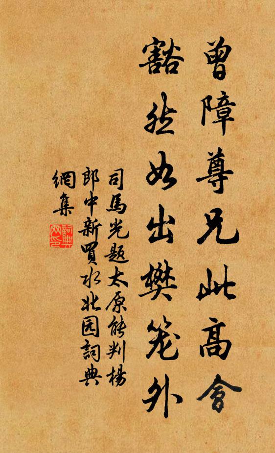司马光曾障尊兄此高会，豁然如出樊笼外书法作品欣赏