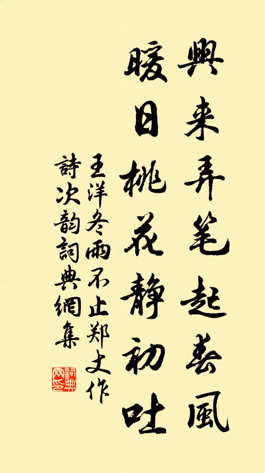 王洋兴来弄笔起春风，暖日桃花静初吐书法作品欣赏