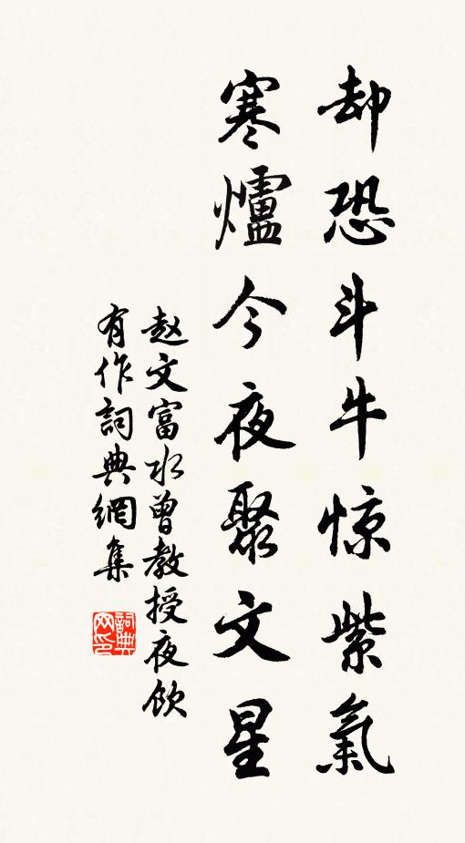 赵文却恐斗牛惊紫气，寒炉今夜聚文星书法作品欣赏