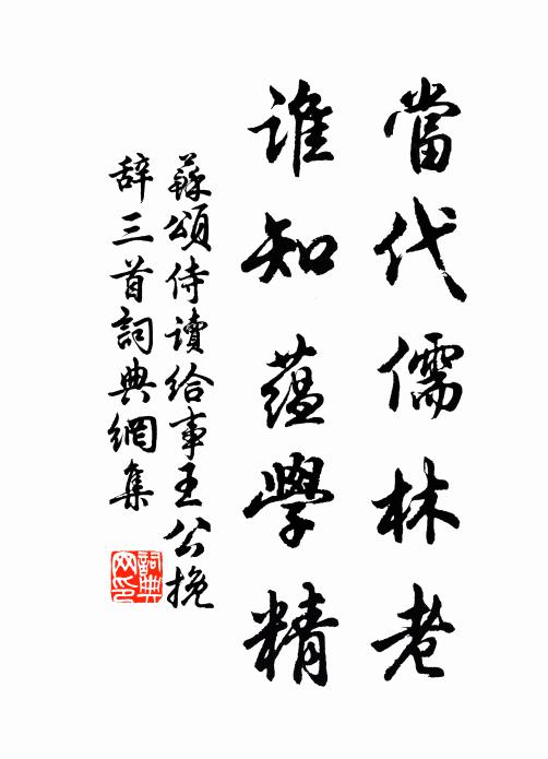 苏颂当代儒林老，谁知蕴学精书法作品欣赏