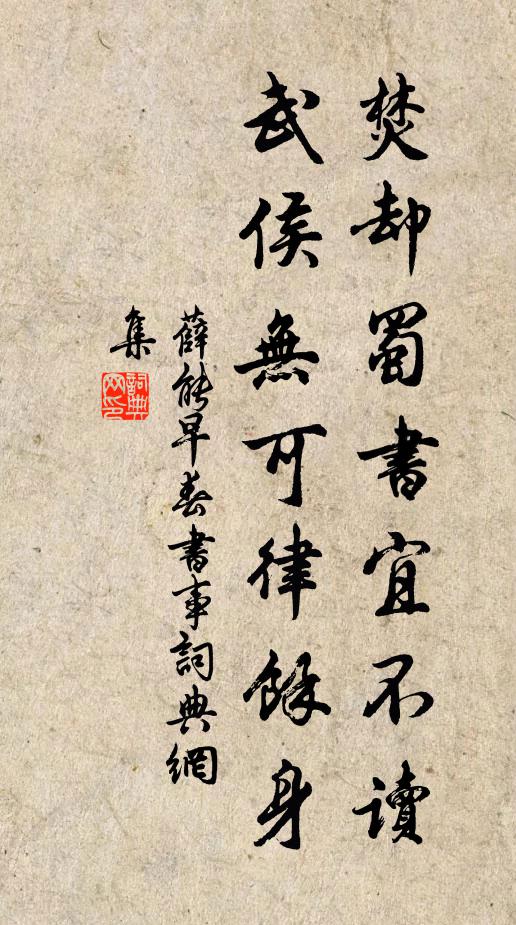 薛能焚却蜀书宜不读，武侯无可律余身书法作品欣赏