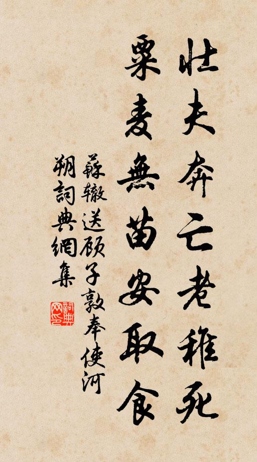 苏辙壮夫奔亡老稚死，粟麦无苗安取食书法作品欣赏
