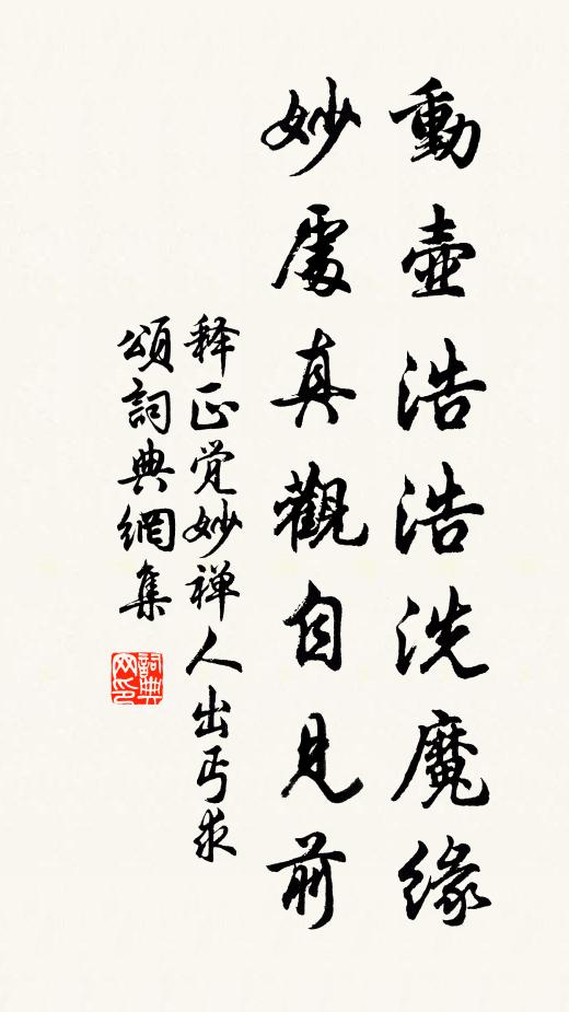 释正觉动壶浩浩洗魔缘，妙处真观自见前书法作品欣赏