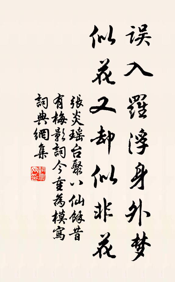 张炎误入罗浮身外梦，似花又却似非花书法作品欣赏