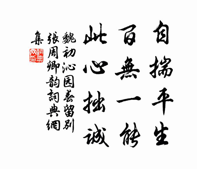 魏初自揣平生，百无一能，此心拙诚书法作品欣赏