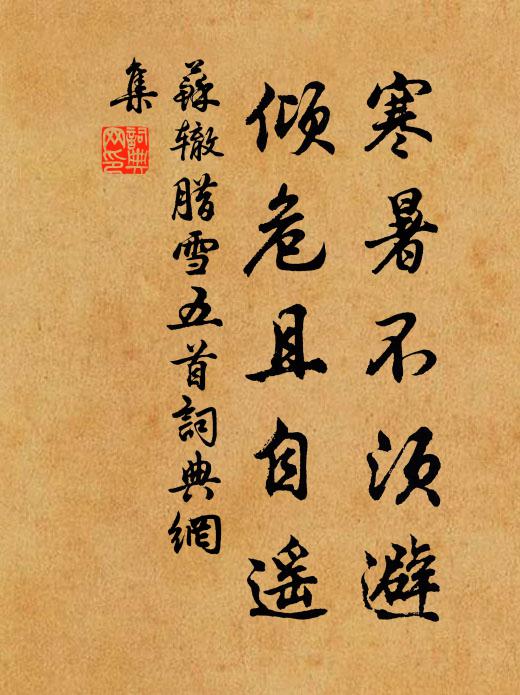 苏辙寒暑不须避，倾危且自遥书法作品欣赏