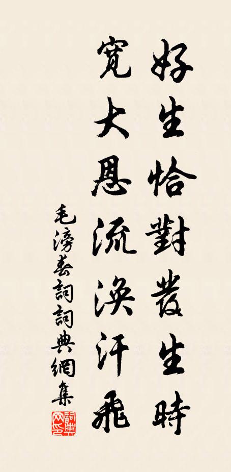 毛滂好生恰对发生时，宽大恩流涣汗飞书法作品欣赏