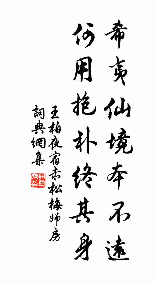 王柏希夷仙境本不远，何用抱朴终其身书法作品欣赏