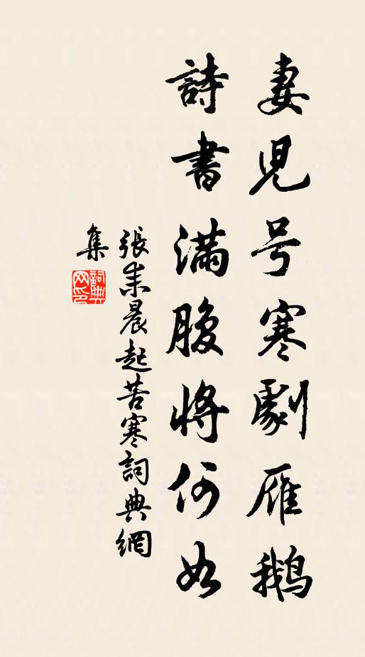 张耒妻儿号寒剧雁鹅，诗书满腹将何如书法作品欣赏