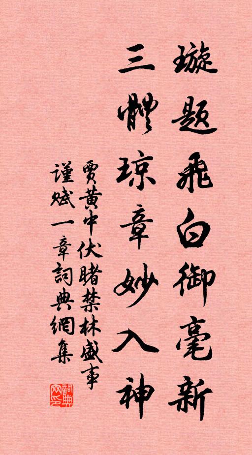 贾黄中璇题飞白御毫新，三体琼章妙入神书法作品欣赏