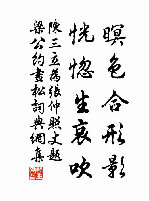 陈三立暝色合形影，恍惚生哀吹书法作品欣赏