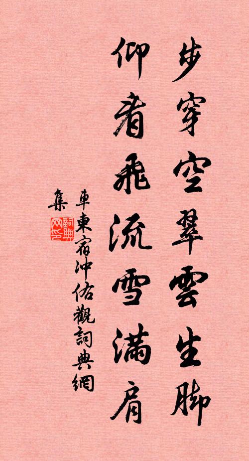 车柬步穿空翠云生脚，仰看飞流雪满肩书法作品欣赏