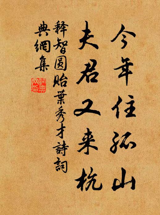 释智圆今年住孤山，夫君又来杭书法作品欣赏
