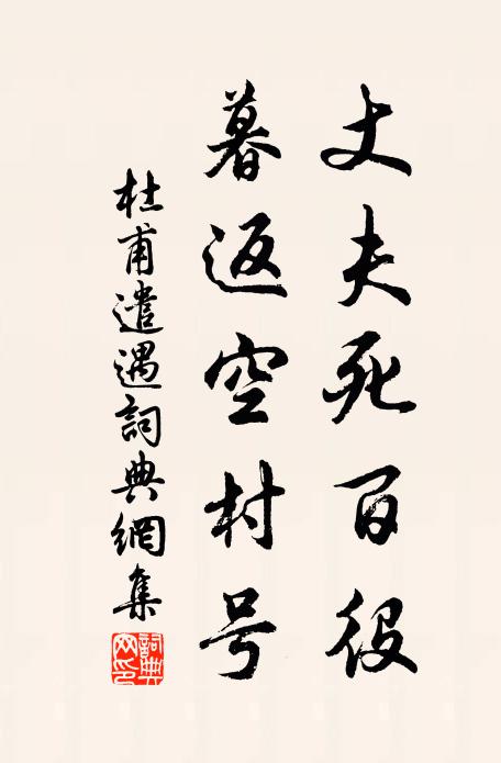 杜甫丈夫死百役，暮返空村号书法作品欣赏