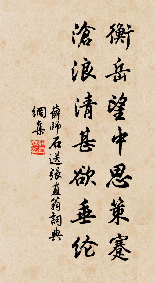 薛师石衡岳望中思策蹇，沧浪清甚欲垂纶书法作品欣赏