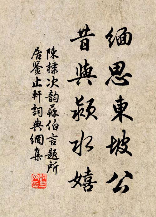 陈棣缅思东坡公，昔与颍水嬉书法作品欣赏