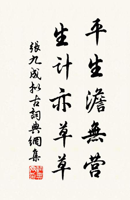 张九成平生澹无营，生计亦草草书法作品欣赏