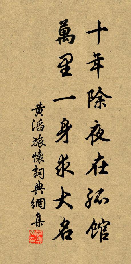 黄滔十年除夜在孤馆，万里一身求大名书法作品欣赏
